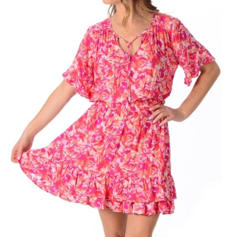 NWT Walker & Wade Sundress Women's Medium Courtney Fucshia Floral Boho Beach